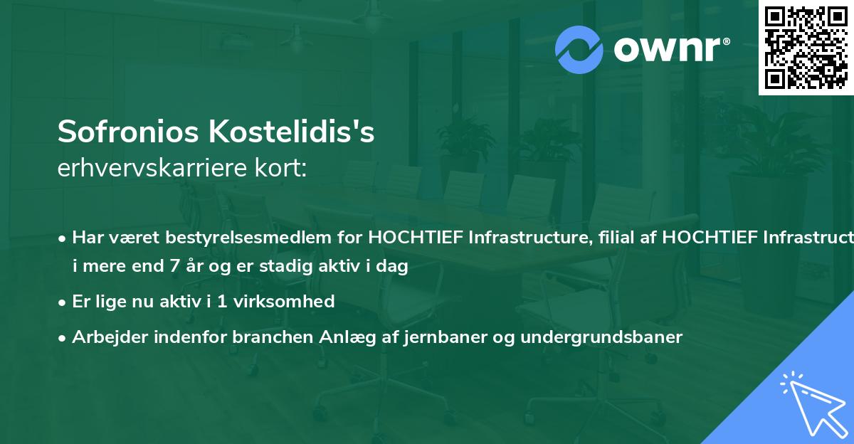 Sofronios Kostelidis's erhvervskarriere kort