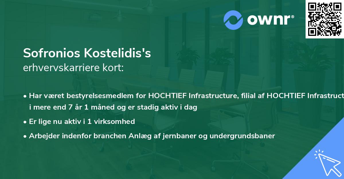 Sofronios Kostelidis's erhvervskarriere kort