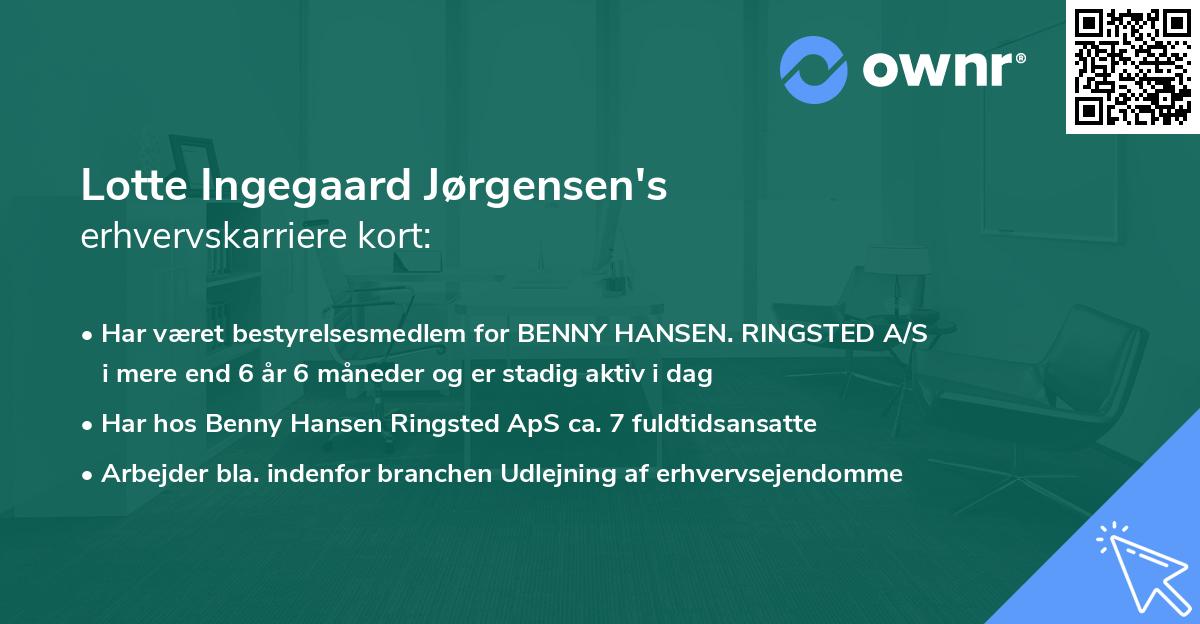 Lotte Ingegaard Jørgensen's erhvervskarriere kort