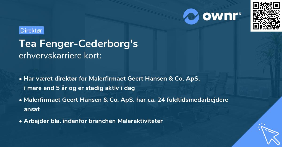 Tea Fenger-Cederborg's erhvervskarriere kort
