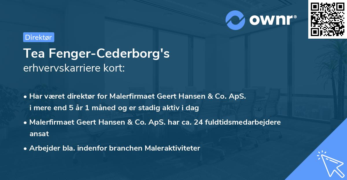 Tea Fenger-Cederborg's erhvervskarriere kort