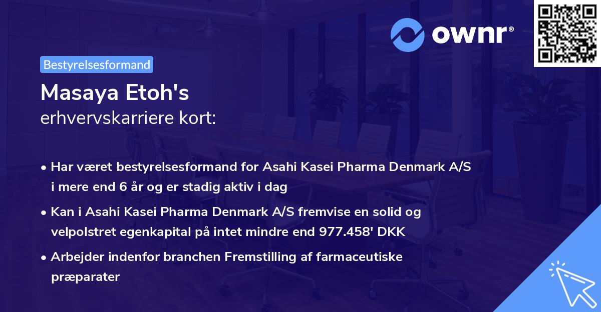 Masaya Etoh's erhvervskarriere kort