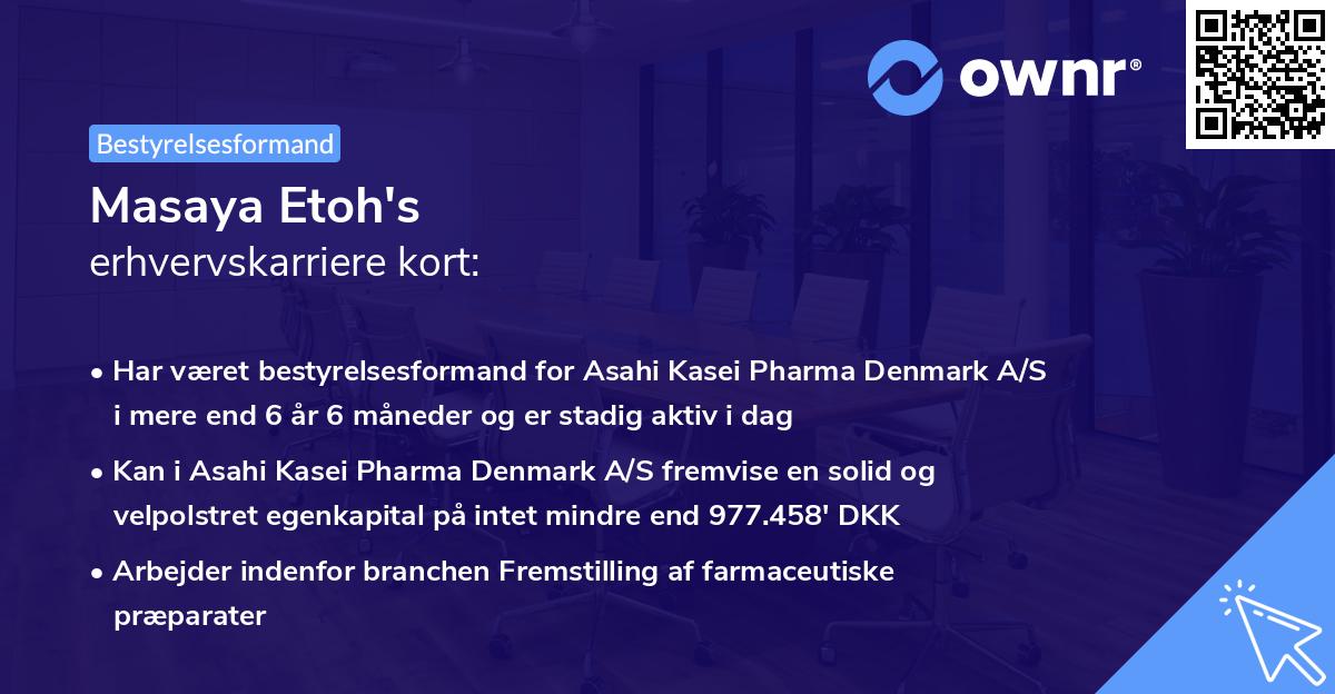 Masaya Etoh's erhvervskarriere kort