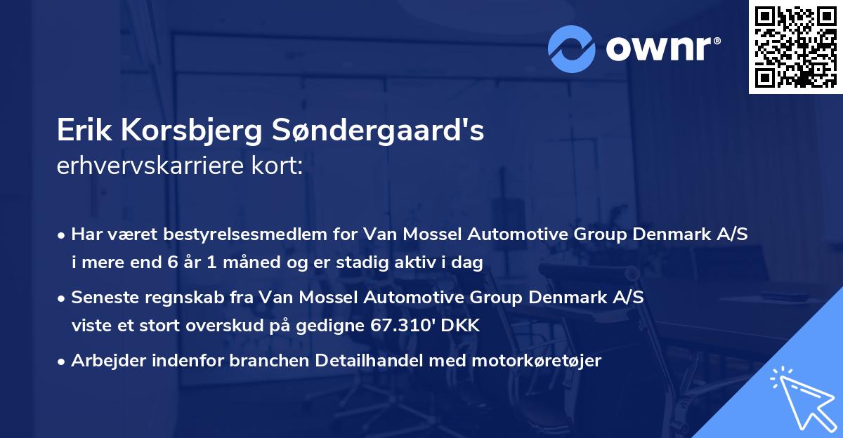 Erik Korsbjerg Søndergaard's erhvervskarriere kort