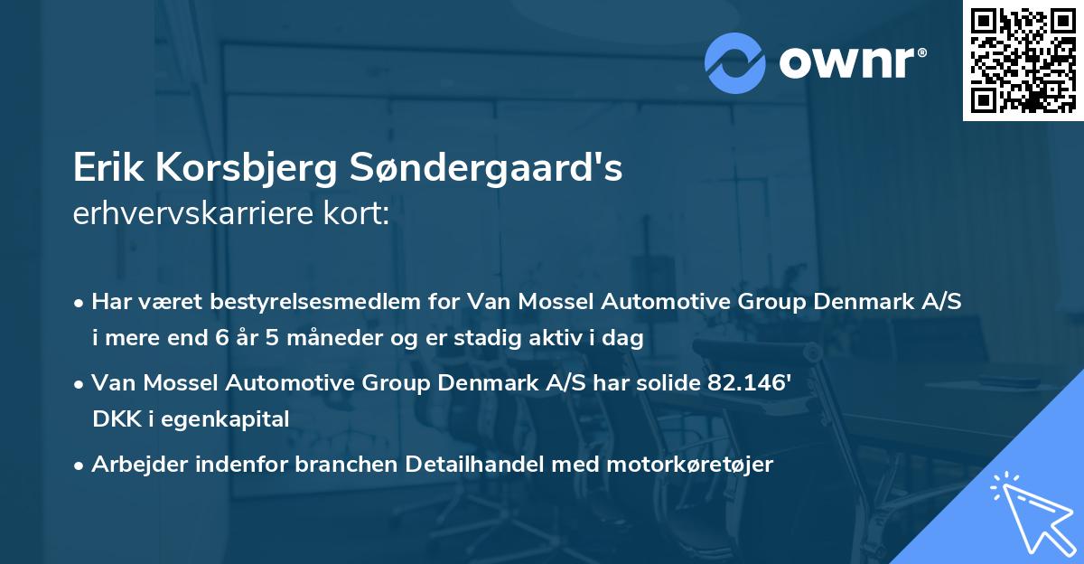 Erik Korsbjerg Søndergaard's erhvervskarriere kort