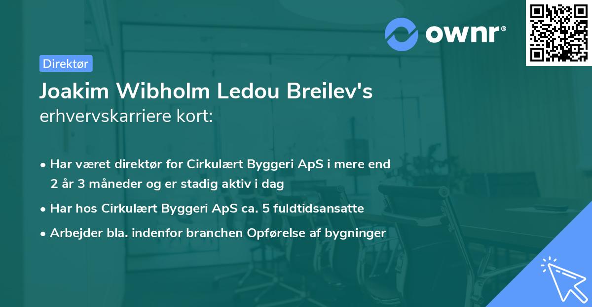 Joakim Wibholm Ledou Breilev's erhvervskarriere kort