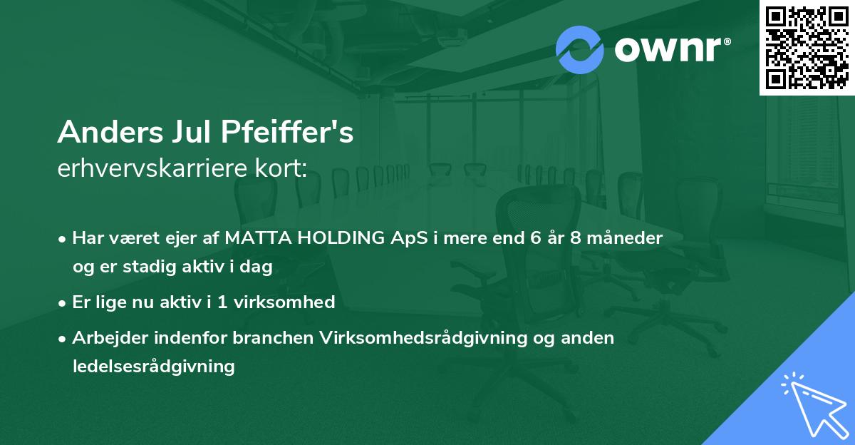 Anders Jul Pfeiffer's erhvervskarriere kort