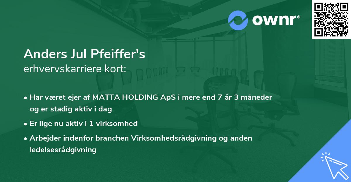Anders Jul Pfeiffer's erhvervskarriere kort