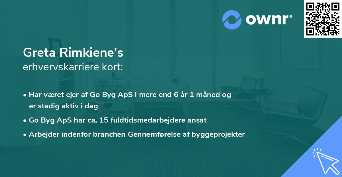 Greta Rimkiene's erhvervskarriere kort