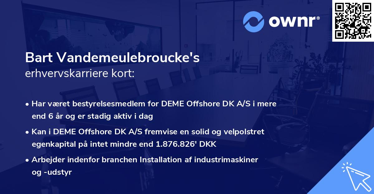 Bart Vandemeulebroucke's erhvervskarriere kort