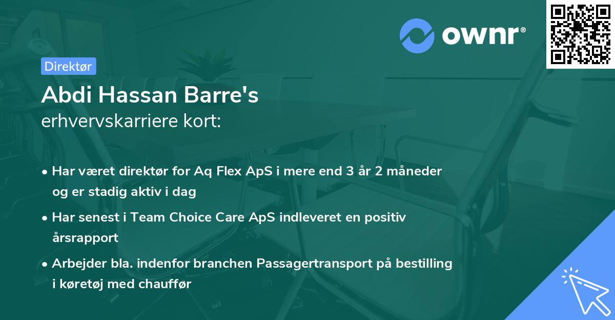 Abdi Hassan Barre's erhvervskarriere kort