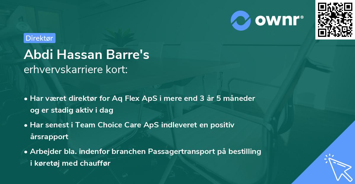 Abdi Hassan Barre's erhvervskarriere kort