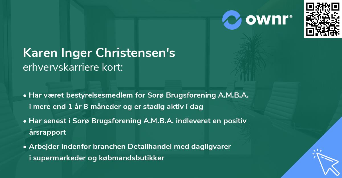 Karen Inger Christensen's erhvervskarriere kort