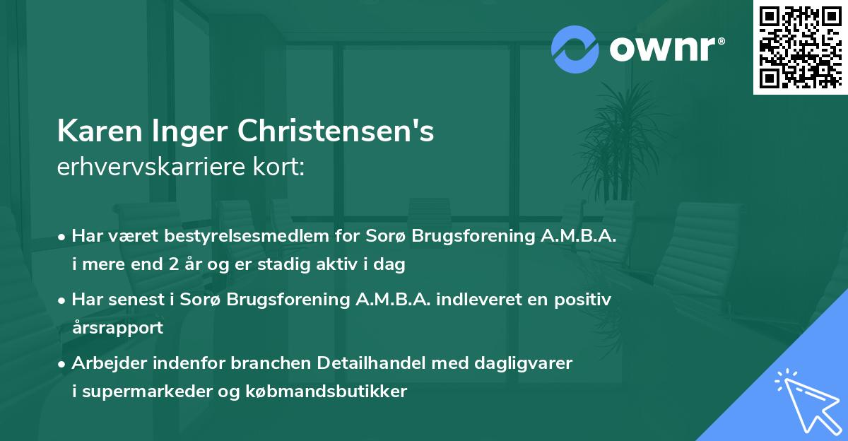 Karen Inger Christensen's erhvervskarriere kort