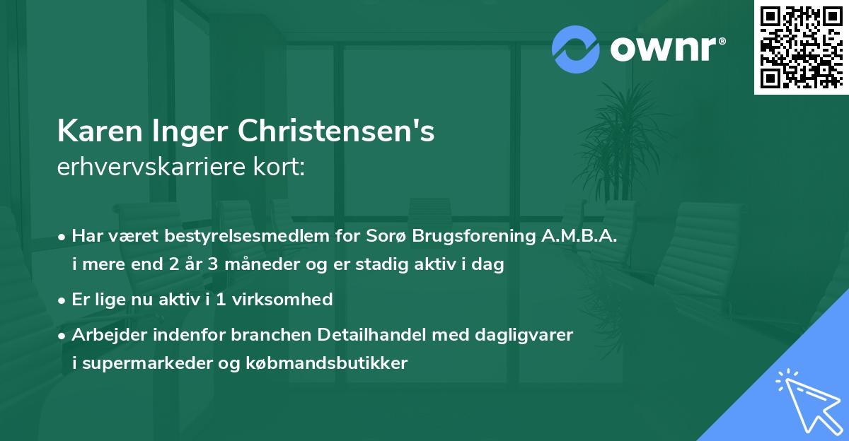 Karen Inger Christensen's erhvervskarriere kort