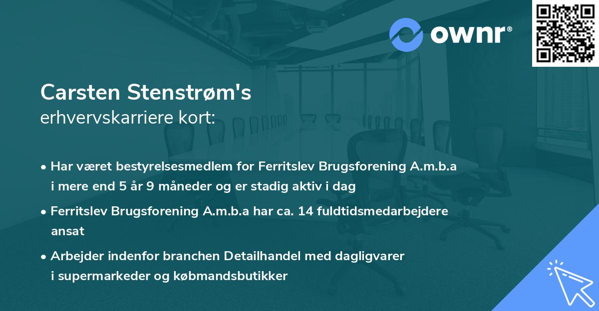 Carsten Stenstrøm's erhvervskarriere kort