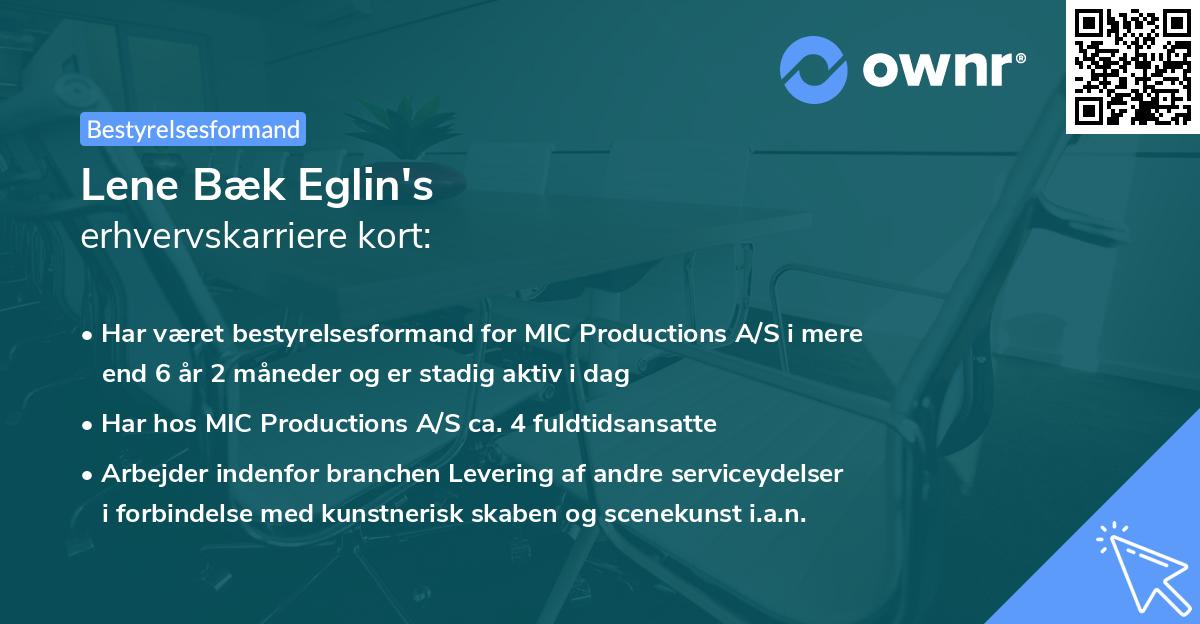 Lene Bæk Eglin's erhvervskarriere kort