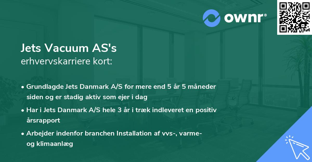 Jets Vacuum AS's erhvervskarriere kort
