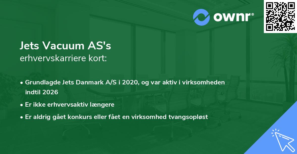 Jets Vacuum AS's erhvervskarriere kort