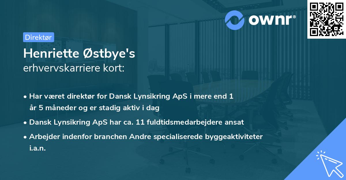 Henriette Østbye's erhvervskarriere kort