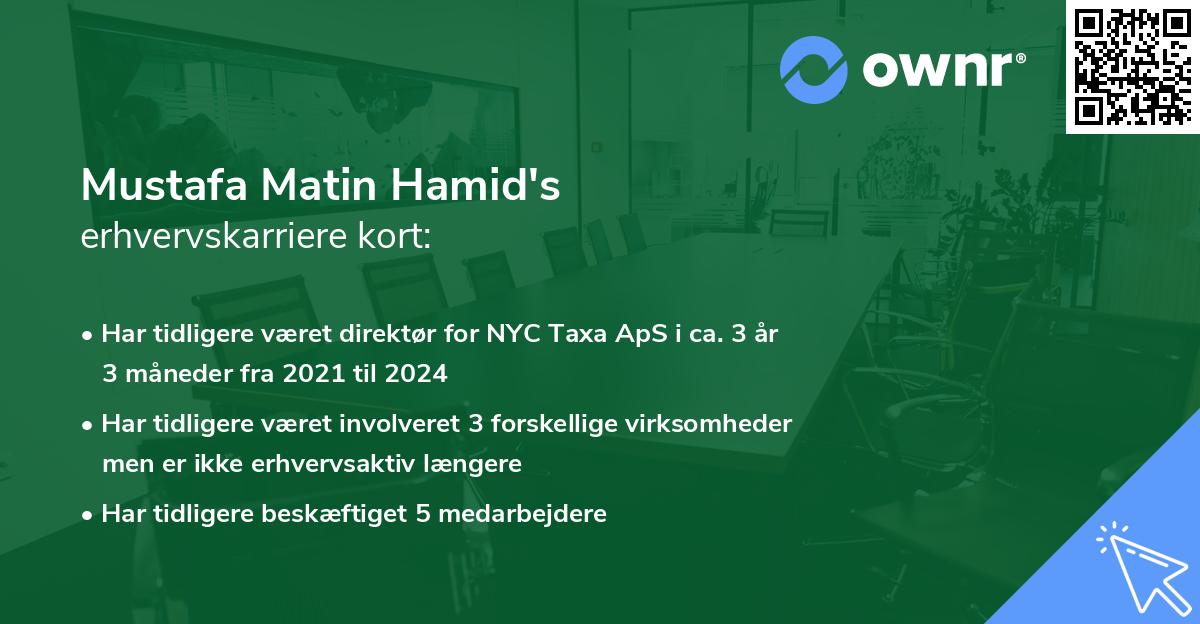 Mustafa Matin Hamid's erhvervskarriere kort
