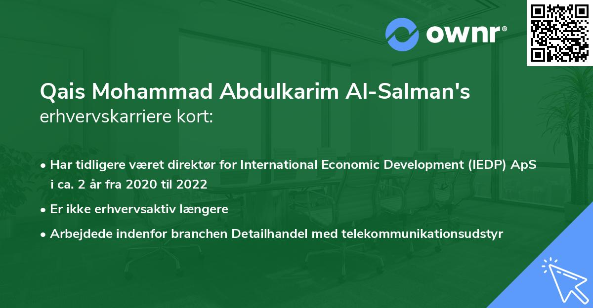 Qais Mohammad Abdulkarim Al-Salman's erhvervskarriere kort