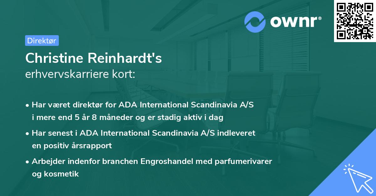 Christine Reinhardt's erhvervskarriere kort