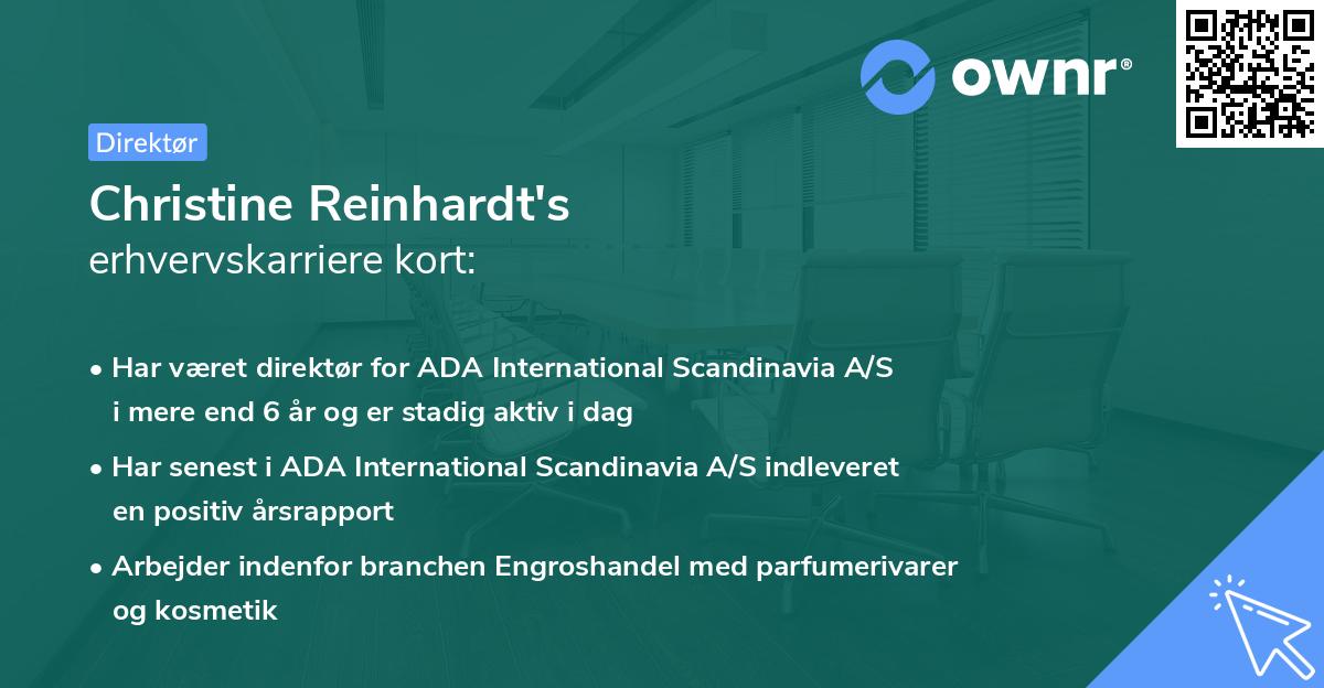 Christine Reinhardt's erhvervskarriere kort
