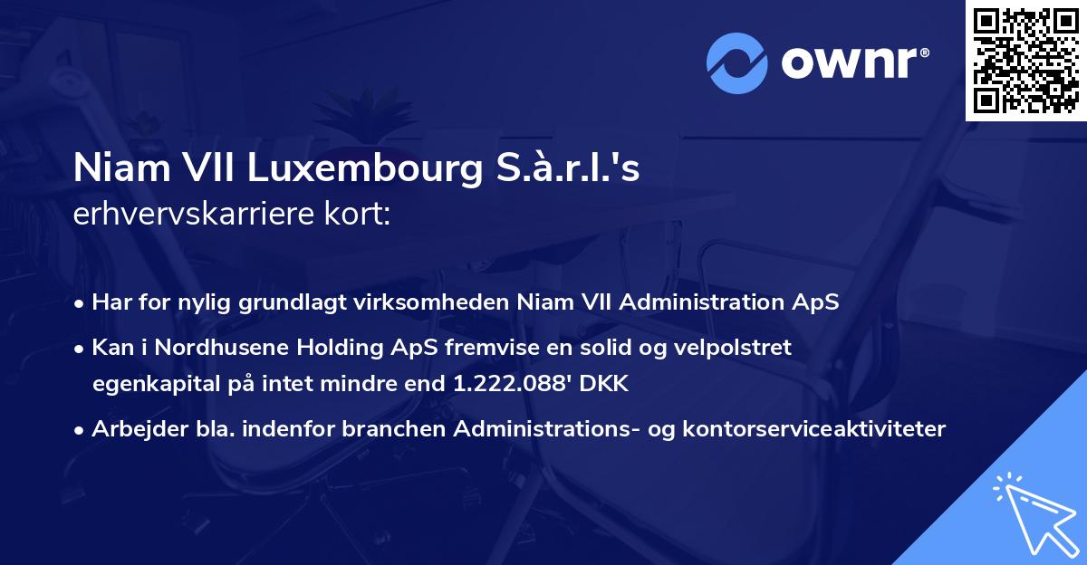 Niam VII Luxembourg S.à.r.l.'s erhvervskarriere kort