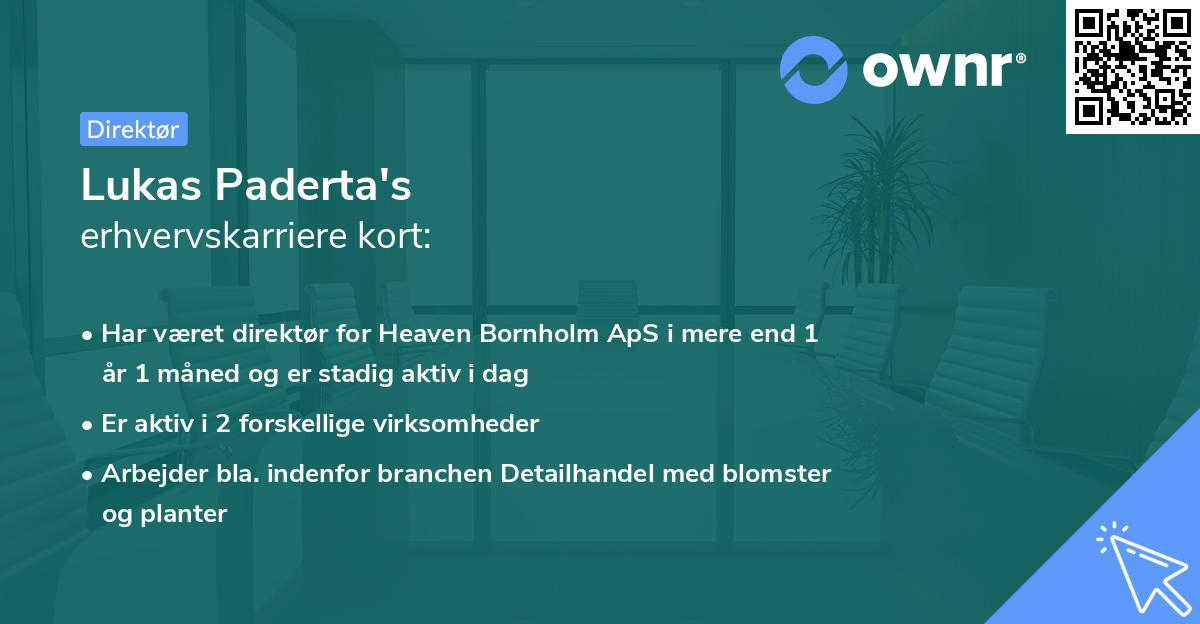 Lukas Paderta's erhvervskarriere kort
