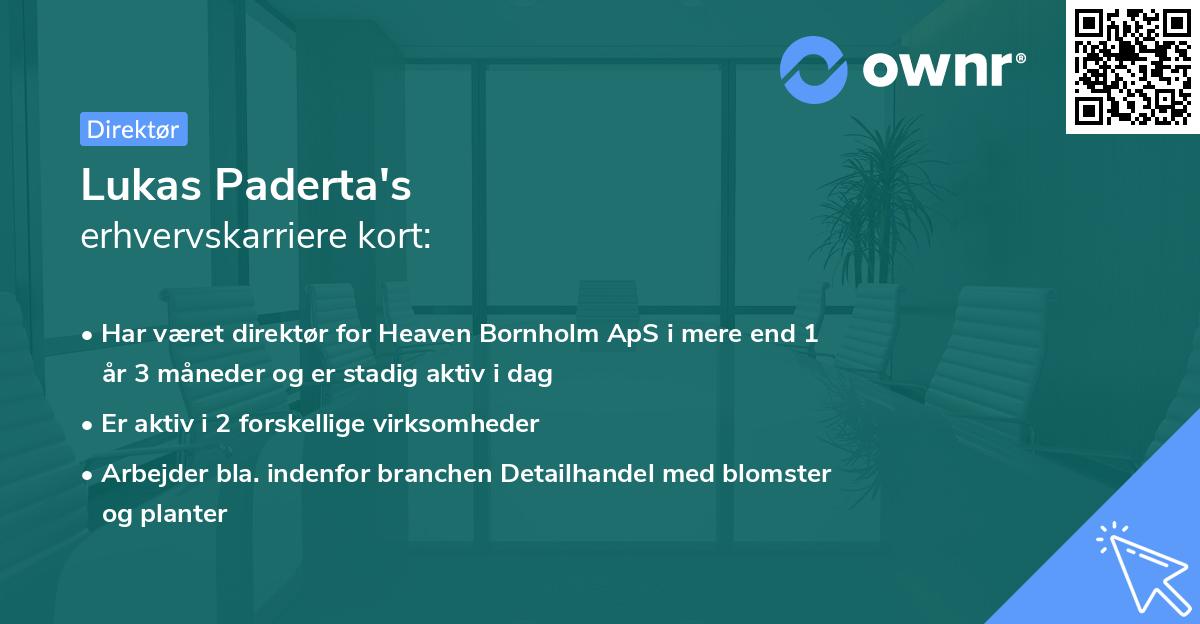 Lukas Paderta's erhvervskarriere kort