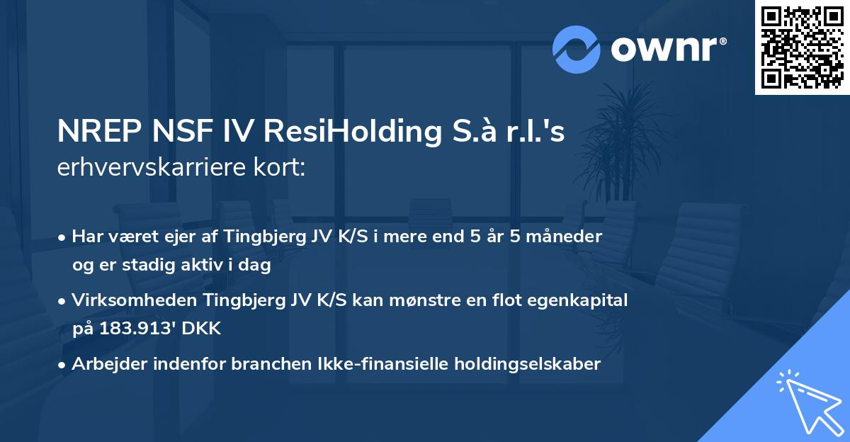 NREP NSF IV ResiHolding S.à r.l.'s erhvervskarriere kort