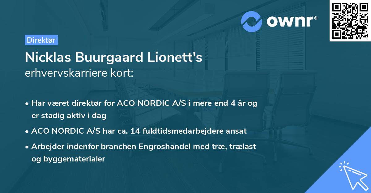 Nicklas Buurgaard Lionett's erhvervskarriere kort