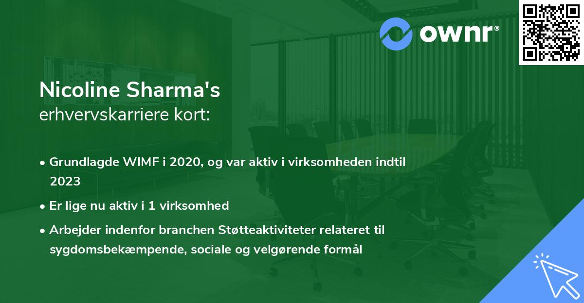 Nicoline Sharma's erhvervskarriere kort