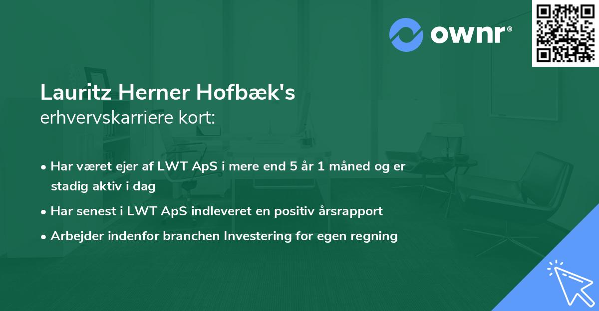 Lauritz Herner Hofbæk's erhvervskarriere kort