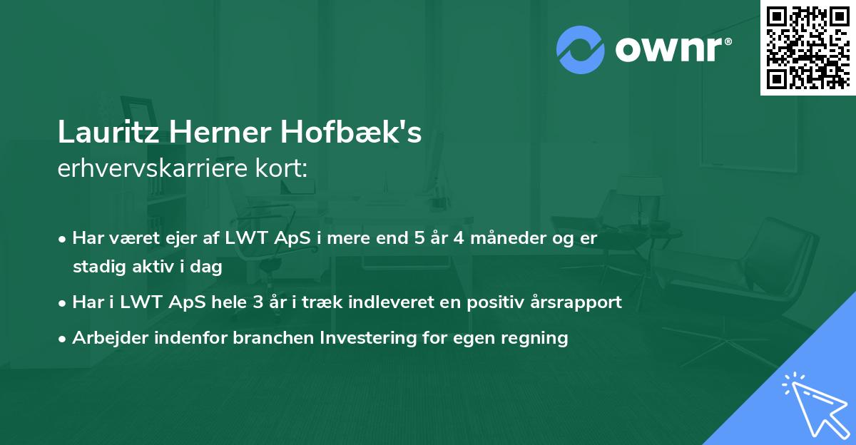 Lauritz Herner Hofbæk's erhvervskarriere kort