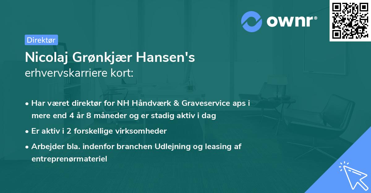 Nicolaj Grønkjær Hansen's erhvervskarriere kort