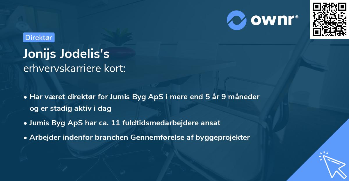 Jonijs Jodelis's erhvervskarriere kort