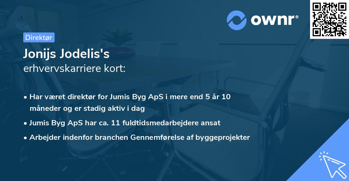 Jonijs Jodelis's erhvervskarriere kort