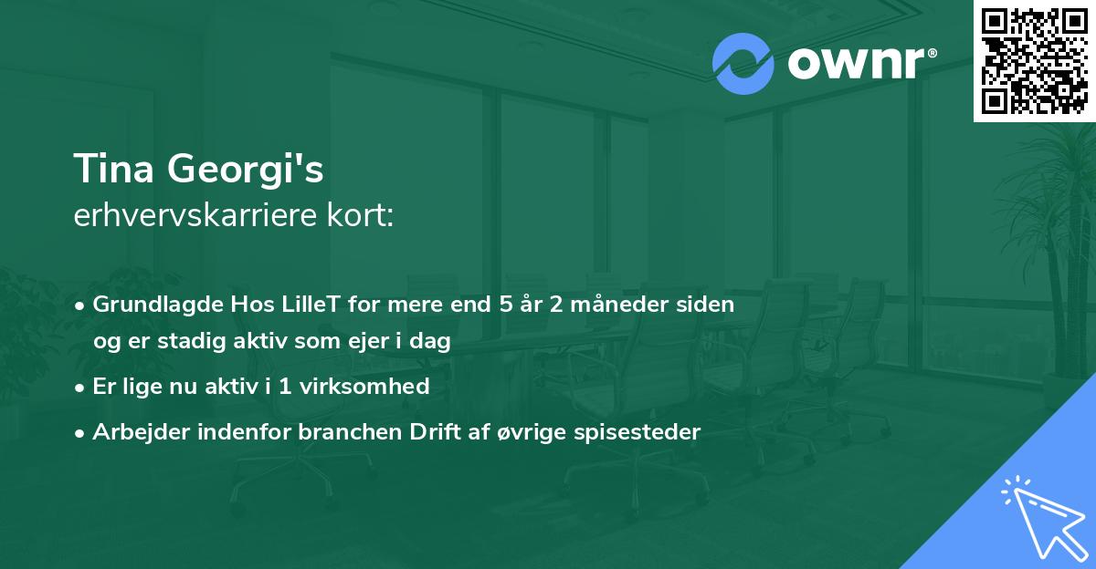 Tina Georgi's erhvervskarriere kort