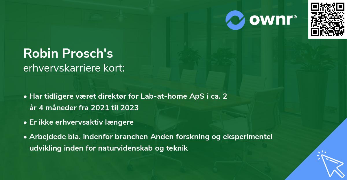 Robin Prosch's erhvervskarriere kort