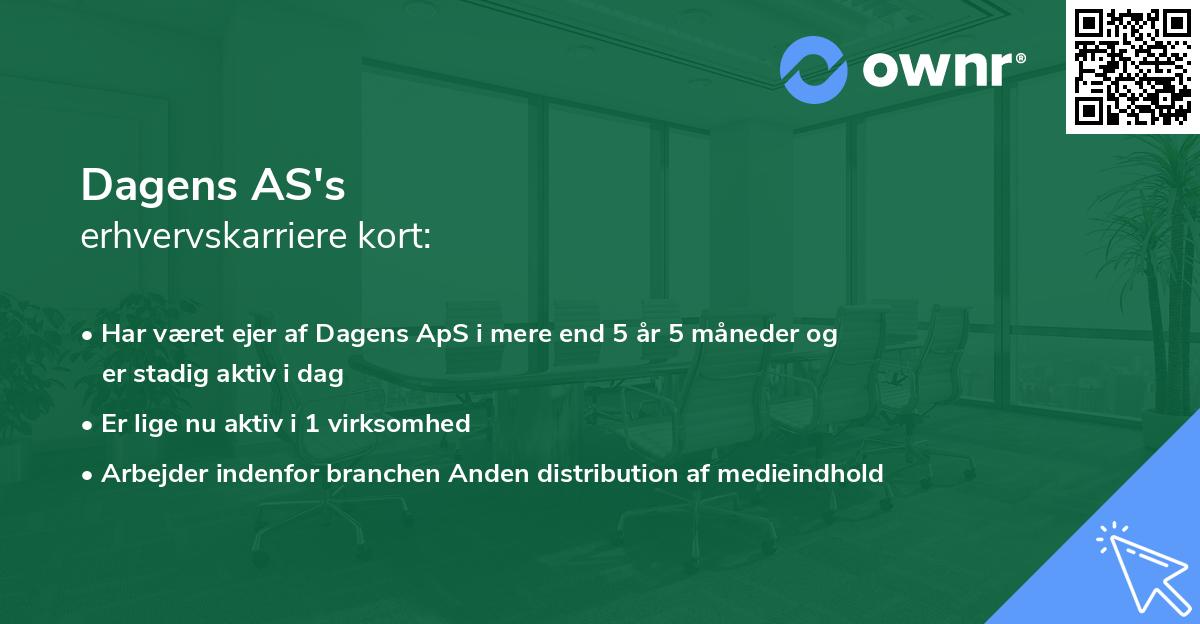 Dagens AS's erhvervskarriere kort