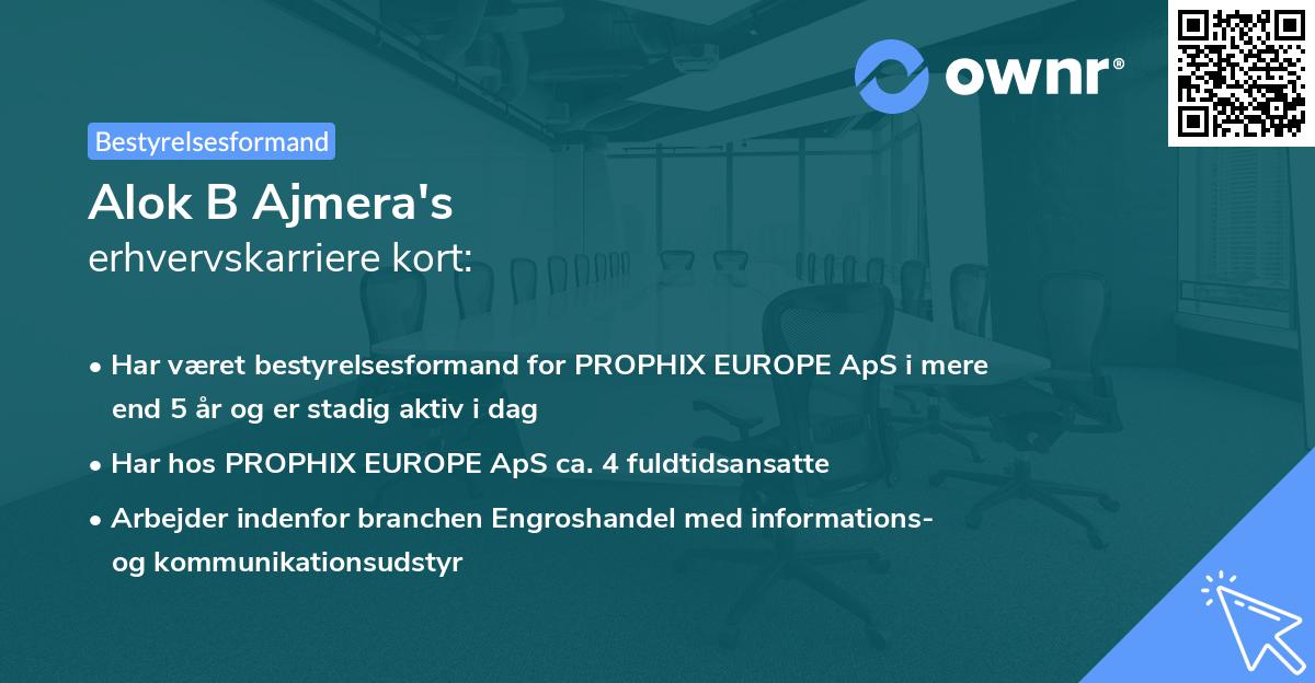 Alok B Ajmera's erhvervskarriere kort