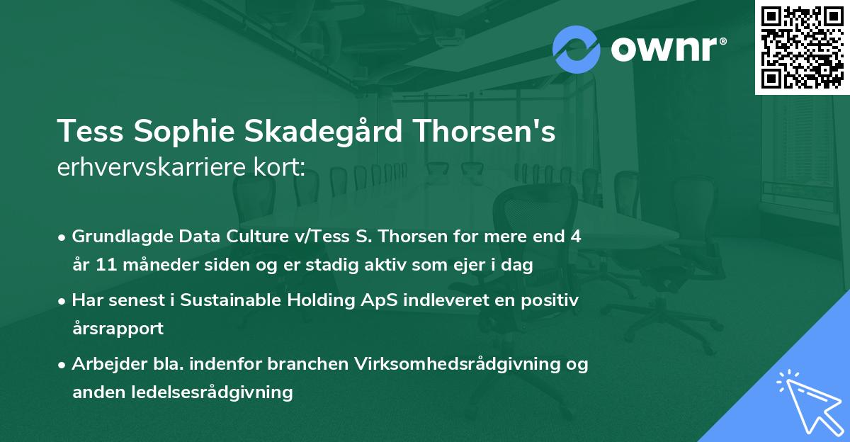 Tess Sophie Skadegård Thorsen's erhvervskarriere kort