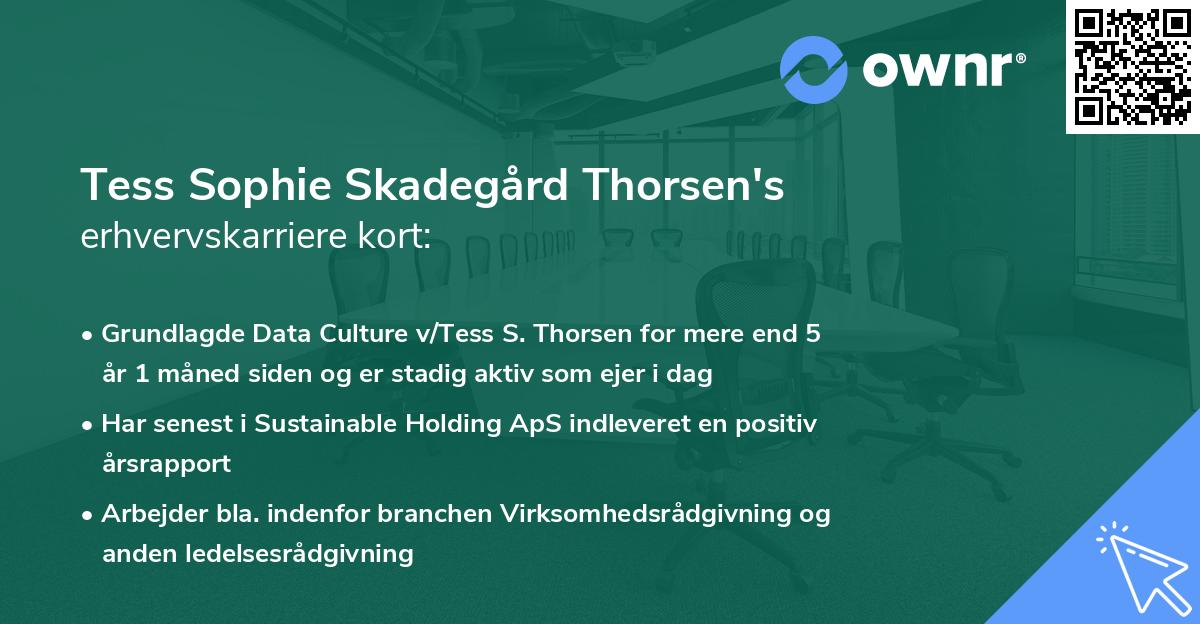 Tess Sophie Skadegård Thorsen's erhvervskarriere kort