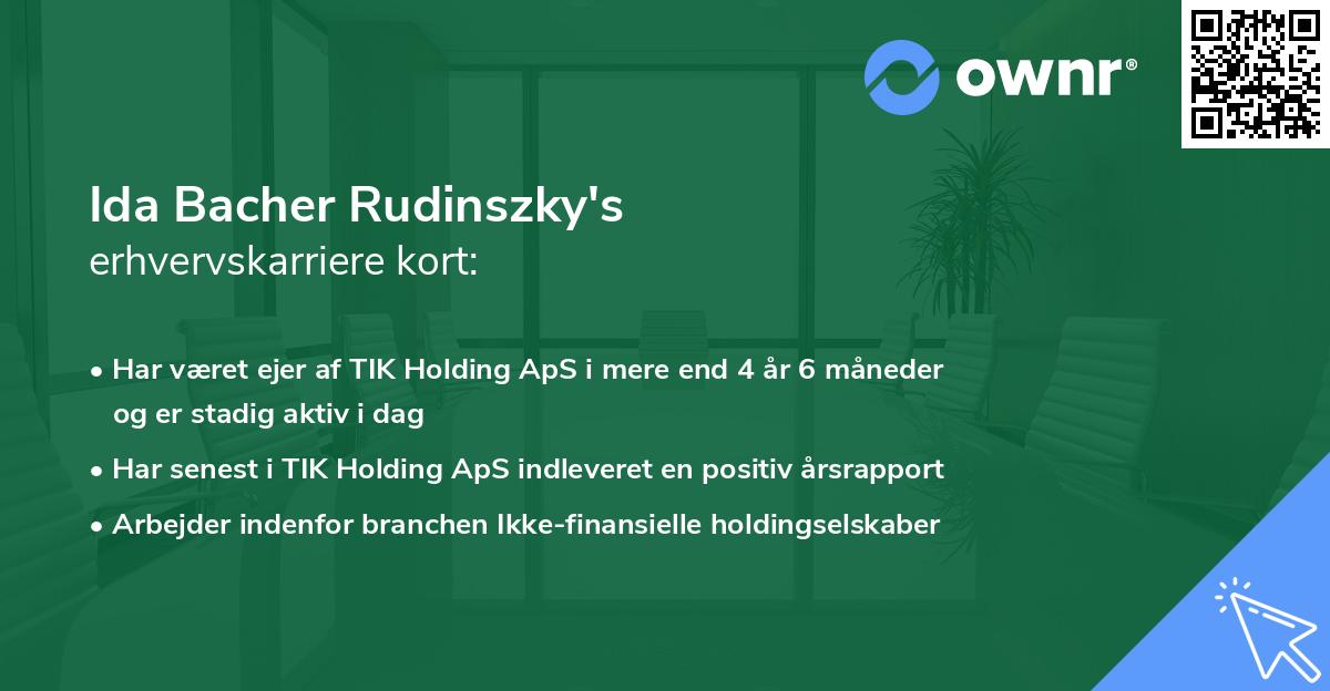 Ida Bacher Rudinszky's erhvervskarriere kort