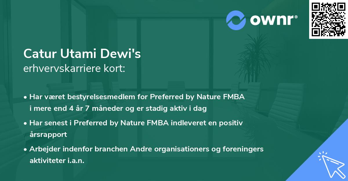 Catur Utami Dewi's erhvervskarriere kort