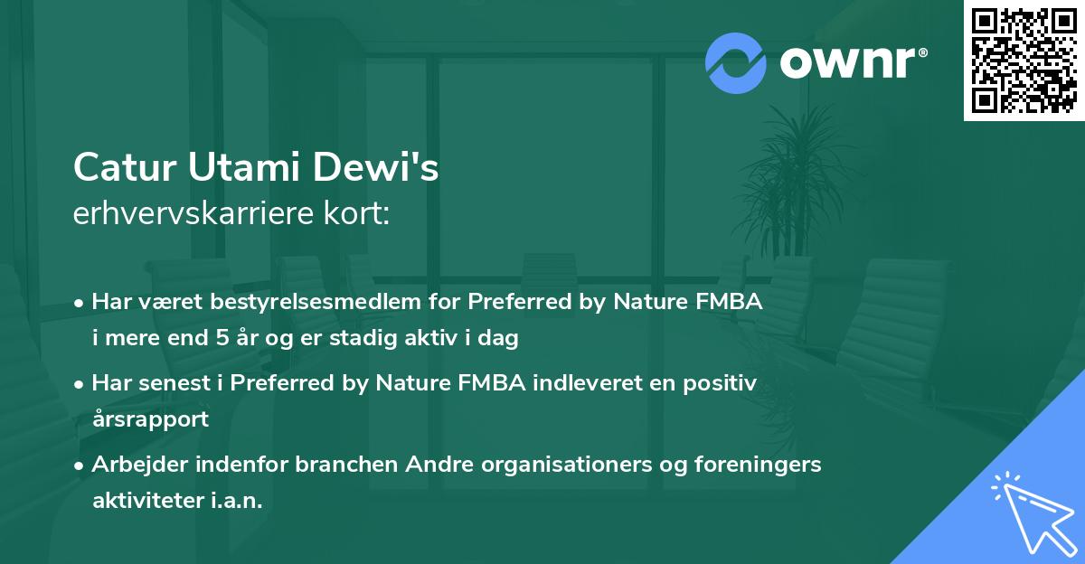 Catur Utami Dewi's erhvervskarriere kort