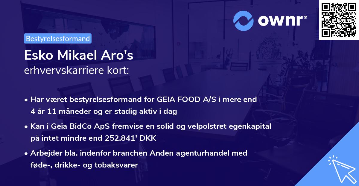 Esko Mikael Aro's erhvervskarriere kort
