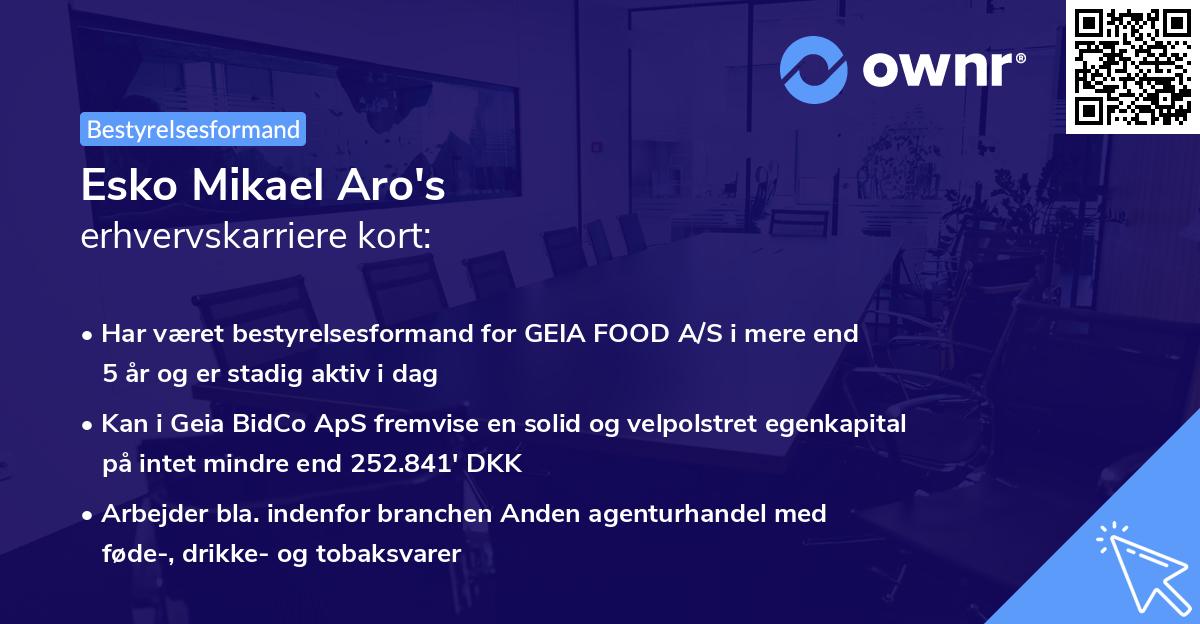 Esko Mikael Aro's erhvervskarriere kort